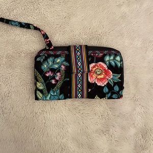 Vera Bradley Microfiber Floral Wallet in Black